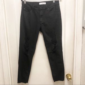 Kancan Estilo Distressed Frayed Hem Jeans Black